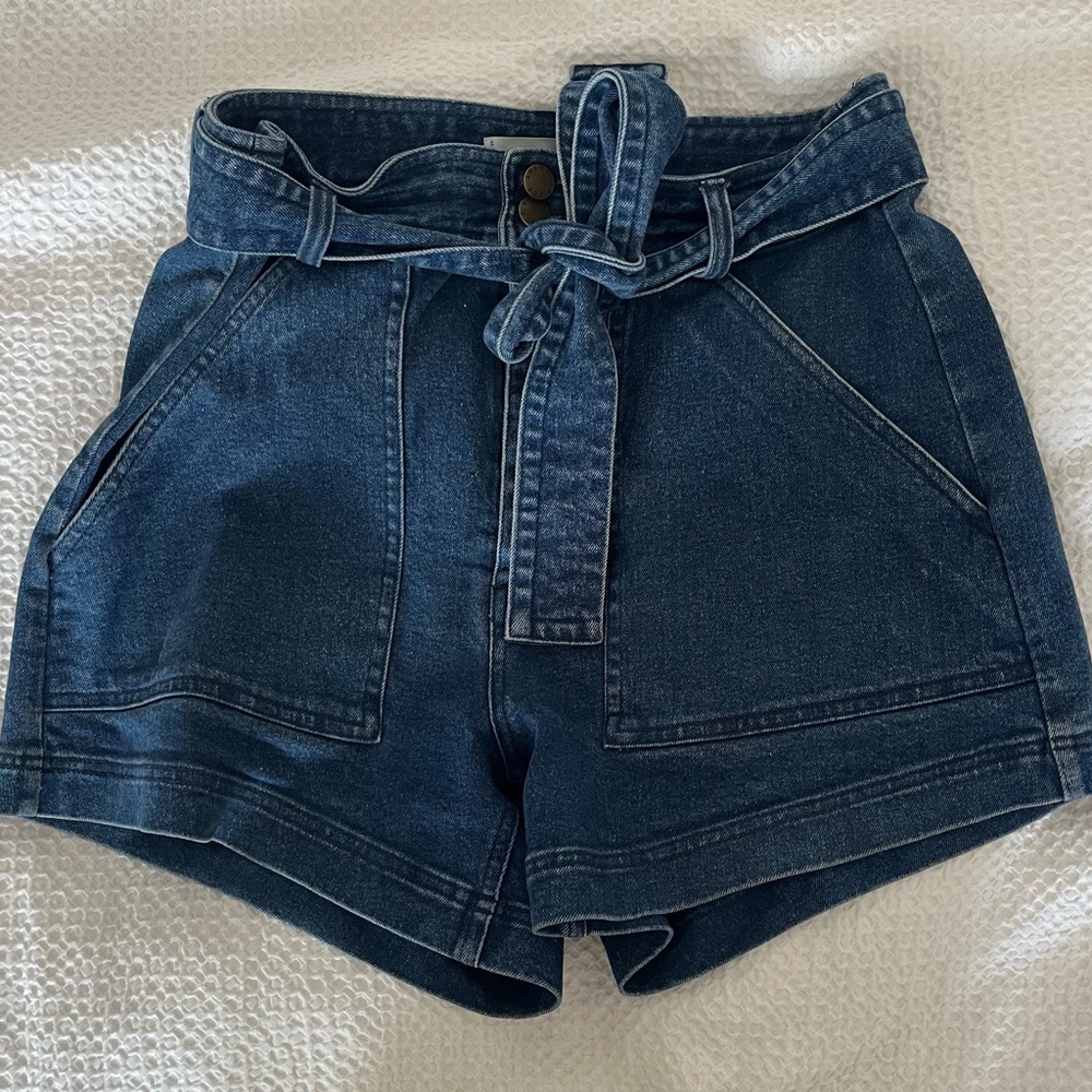 Apiece Apart denim high waisted shorts